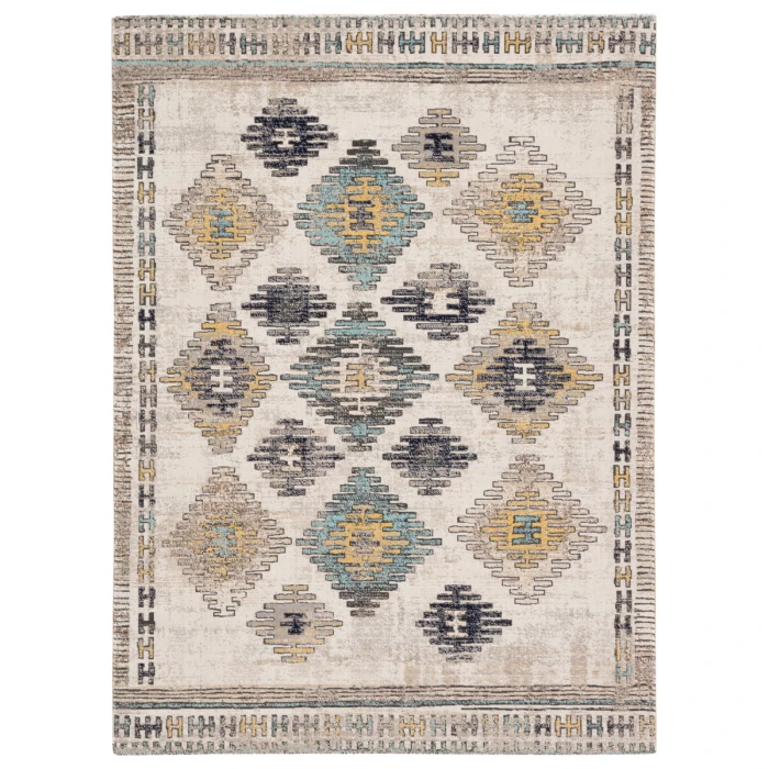 Jaipur Living Dez Indoor/ Outdoor Tribal Blue/ Yellow Area Rug (7'6"X9'6")