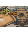Jaipur Living Dez Indoor/ Outdoor Tribal Blue/ Yellow Runner Rug (2'6"X8')