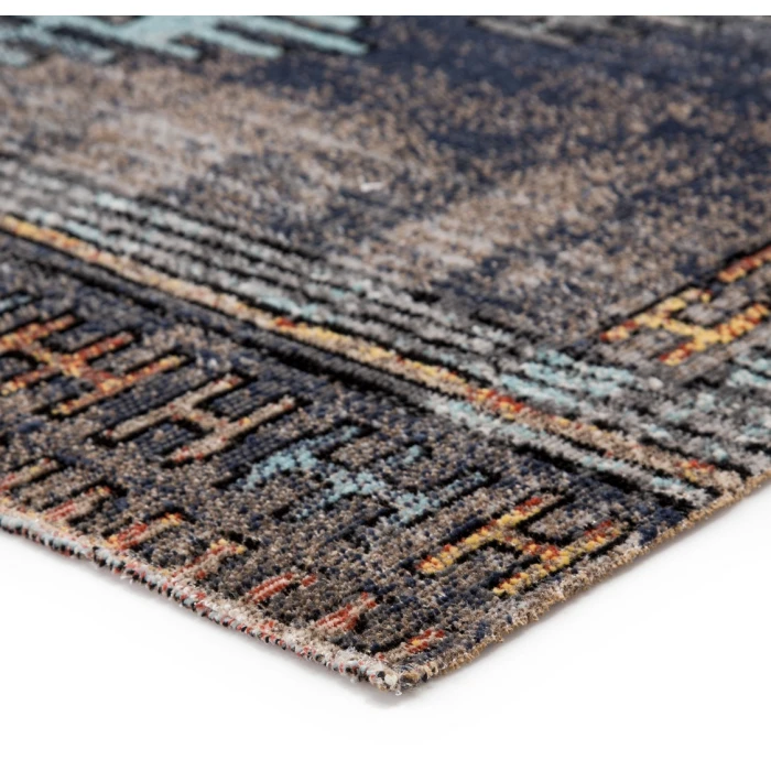 Jaipur Living Dez Indoor/ Outdoor Tribal Blue/ Orange Area Rug (7'6"X9'6")