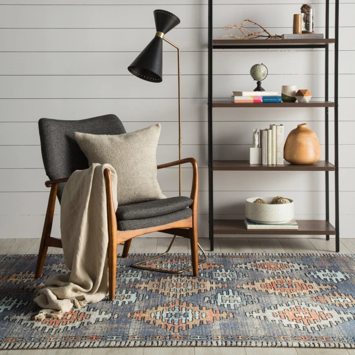 Jaipur Living Dez Indoor/ Outdoor Tribal Blue/ Orange Area Rug (7'6"X9'6")