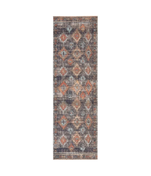 Jaipur Living Dez Indoor/ Outdoor Tribal Blue/ Orange Runner Rug (2'8"X10')
