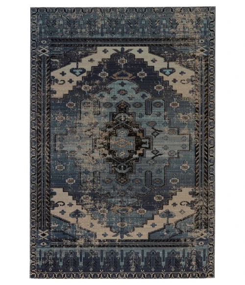 Jaipur Living Cicero Indoor/ Outdoor Medallion Blue/ Gray Area Rug (4'X6')