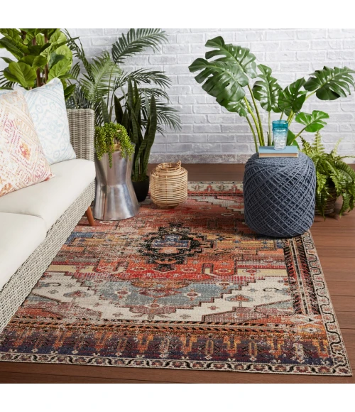 Jaipur Living Cicero Indoor/ Outdoor Medallion Multicolor/ Orange Area Rug (4'X6')