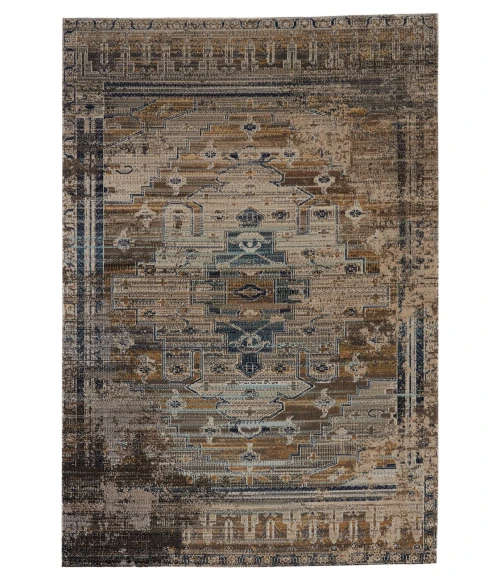 Jaipur Living Cicero Indoor/ Outdoor Medallion Tan/ Blue Area Rug (8'10"X12')