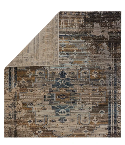 Jaipur Living Cicero Indoor/ Outdoor Medallion Tan/ Blue Area Rug (8'10"X12')