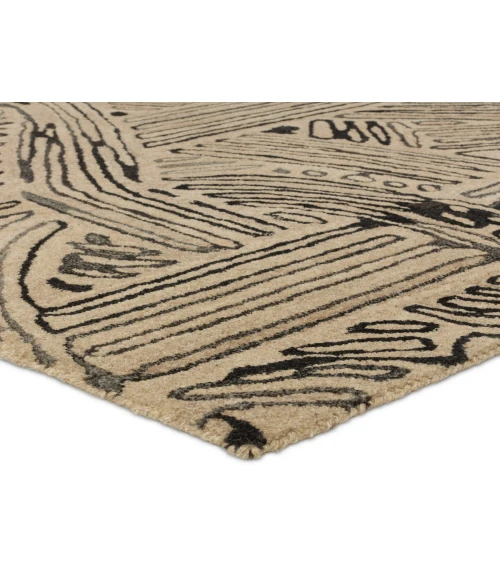 Verde Home by Jaipur Living Kathmandu Handmade Abstract Tan/ Black Area Rug 5'X8'