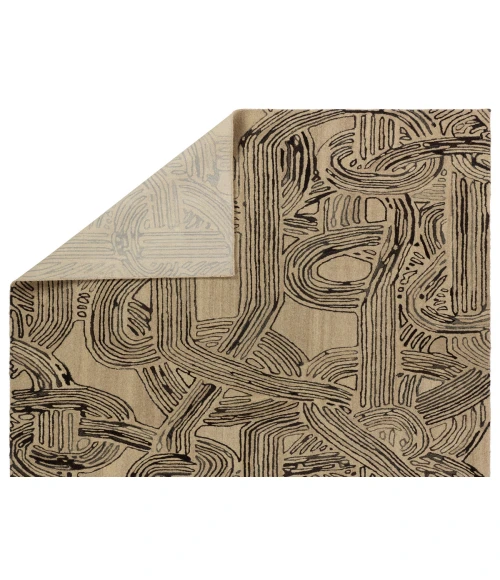 Verde Home by Jaipur Living Kathmandu Handmade Abstract Tan/ Black Area Rug 5'X8'