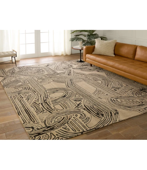 Verde Home by Jaipur Living Kathmandu Handmade Abstract Tan/ Black Area Rug 5'X8'