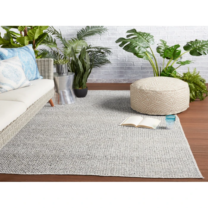 Jaipur Living Crispin Indoor/ Outdoor Solid Gray/ Ivory Area Rug (2'X3')