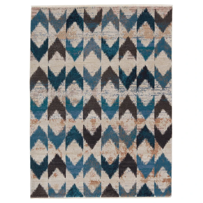 Nikki Chu by Jaipur Living Zevi Chevron Blue/ Beige Area Rug (9'6"X12'7")