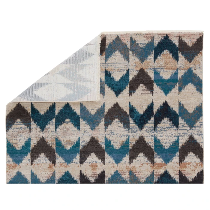 Nikki Chu by Jaipur Living Zevi Chevron Blue/ Beige Area Rug (9'6"X12'7")