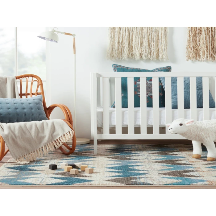 Nikki Chu by Jaipur Living Zevi Chevron Blue/ Beige Area Rug (9'6"X12'7")