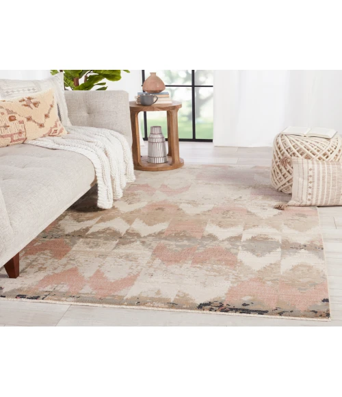 Nikki Chu by Jaipur Living Zevi Chevron Beige/ Light Pink Area Rug (9'6"X12'7")
