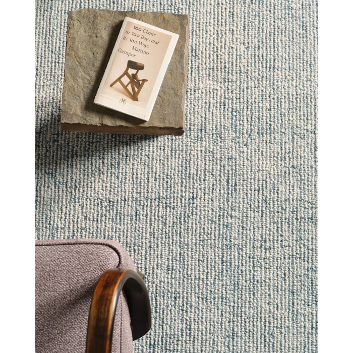 Label J Korvain SBL02 Tufted Solid Blue/Ivory Area Rug (18" Swatch)
