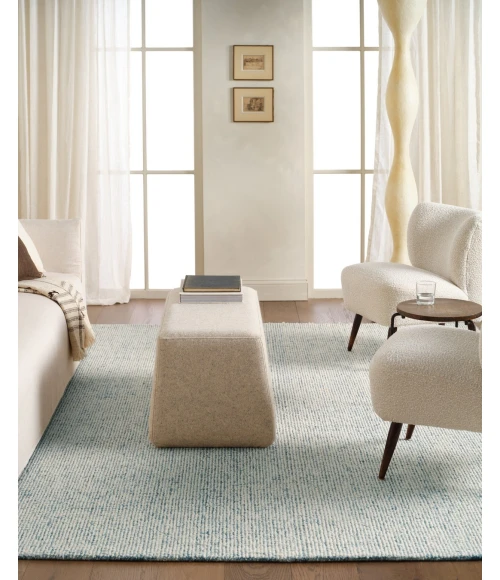 Label J Korvain SBL02 Tufted Solid Blue/Ivory Area Rug (7'9"X9'9")