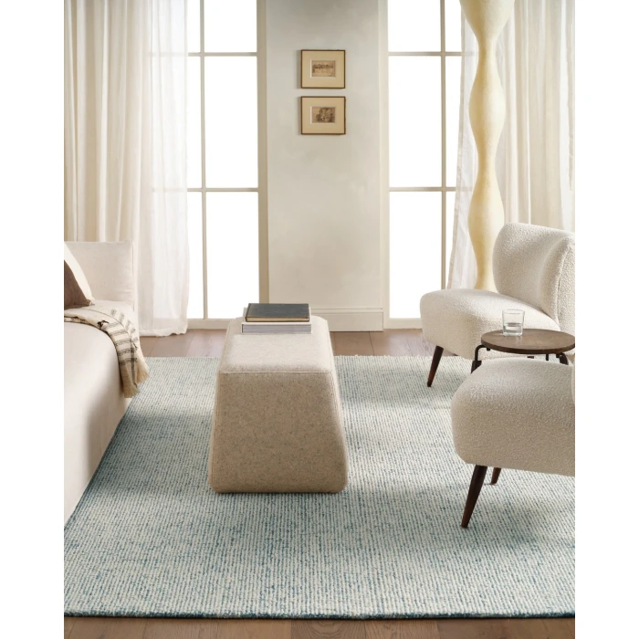Label J Korvain SBL02 Tufted Solid Blue/Ivory Area Rug (18" Swatch)