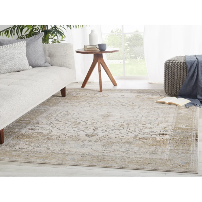 Vibe by Jaipur Living Tajsa Medallion Gray/ Gold Runner Rug (2'2"X8')