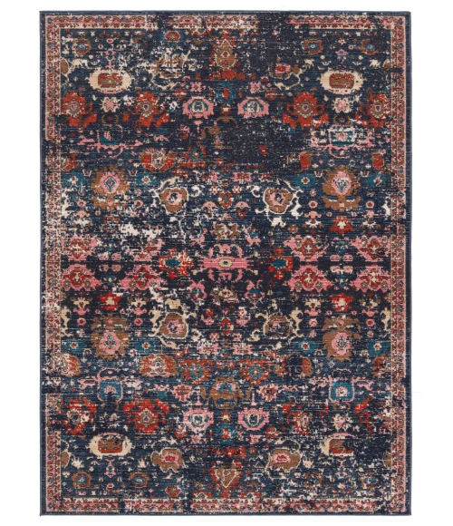 Vibe by Jaipur Living Azura Indoor/ Outdoor Oriental Dark Blue/ Pink Area Rug (9'6"X12'7")