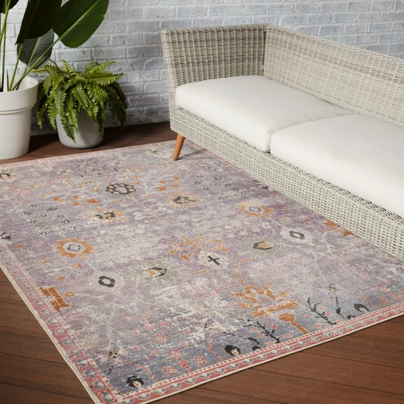 Vibe by Jaipur Living Elva Indoor/ Outdoor Oriental Purple/ Gold Area Rug (9'6"X12'7")