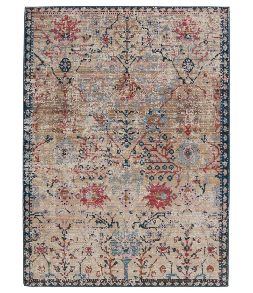 Vibe by Jaipur Living Elva Indoor/ Outdoor Oriental Tan/ Blue Area Rug (4'X5'7")