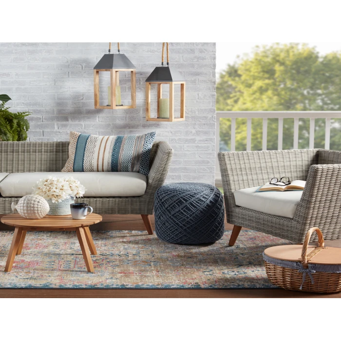 Vibe by Jaipur Living Elva Indoor/ Outdoor Oriental Tan/ Blue Area Rug (2'6"X4')