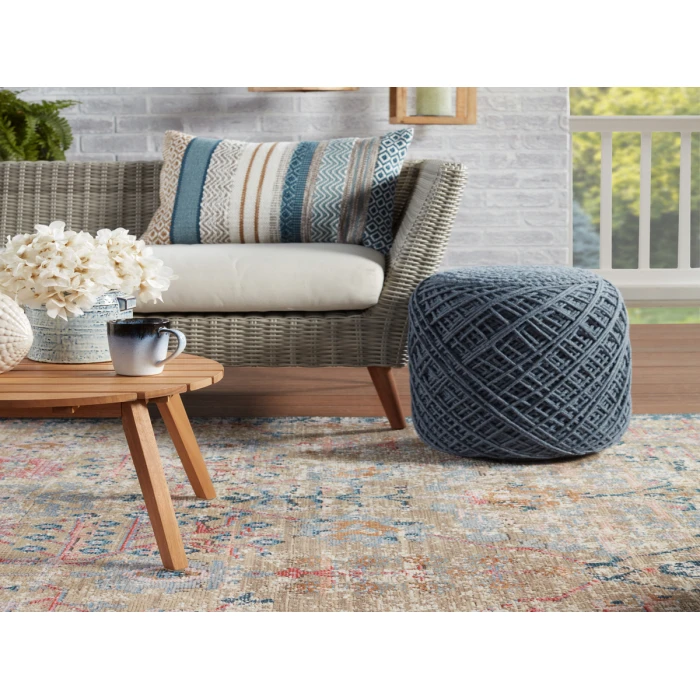 Vibe by Jaipur Living Elva Indoor/ Outdoor Oriental Tan/ Blue Area Rug (2'6"X4')