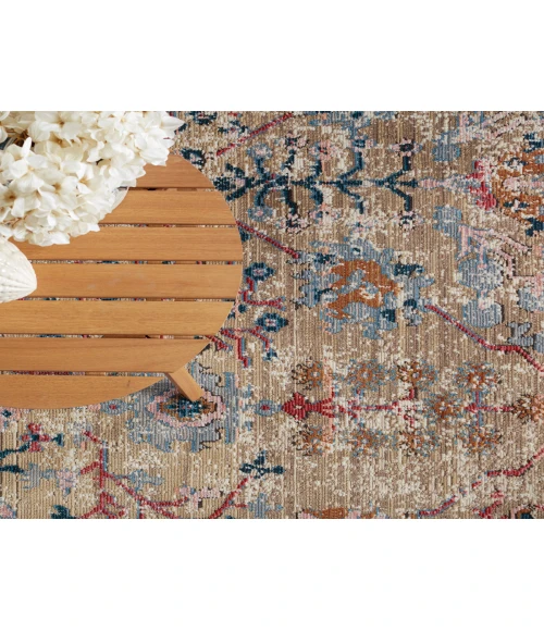 Vibe by Jaipur Living Elva Indoor/ Outdoor Oriental Tan/ Blue Area Rug (4'X5'7")