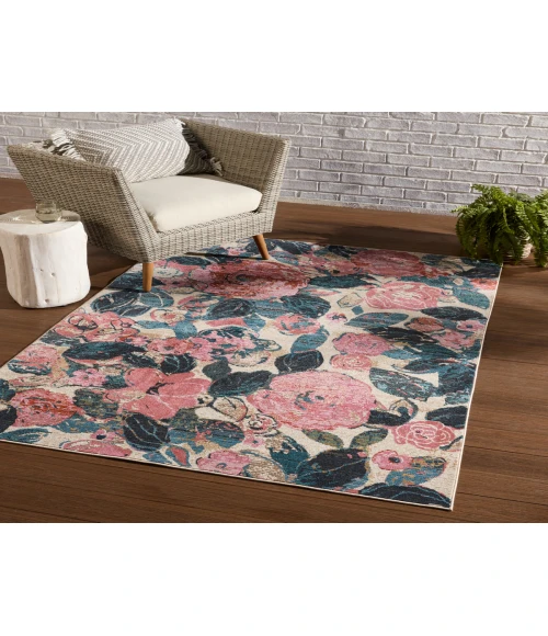 Vibe By Jaipur Living Illiana Indoor/ Outdoor Floral Pink/ Blue Area Rug 9'6"X12'7"