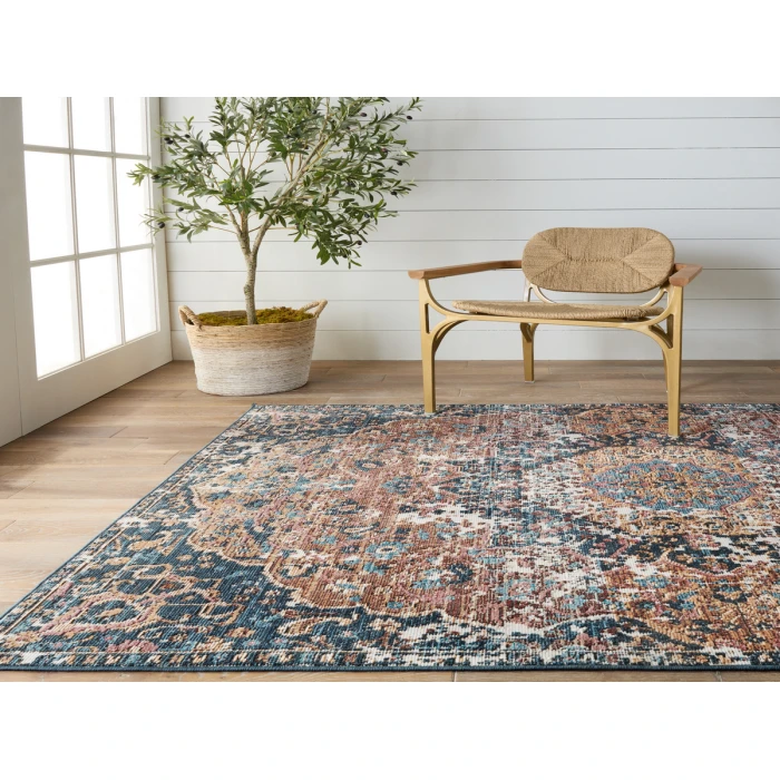 Vibe By Jaipur Living Akela Indoor/ Outdoor Medallion Dark Blue/ Multicolor Area Rug 2'6"X4'
