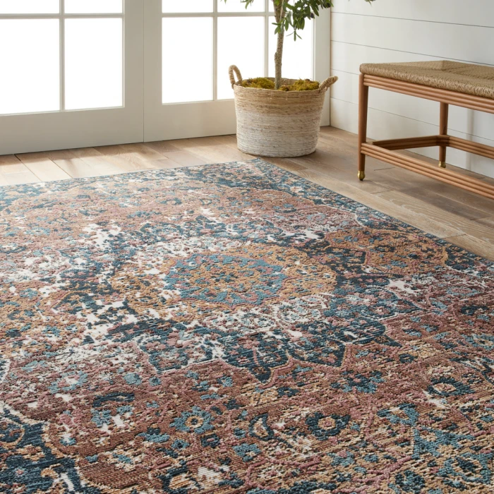 Vibe By Jaipur Living Akela Indoor/ Outdoor Medallion Dark Blue/ Multicolor Area Rug 2'6"X4'
