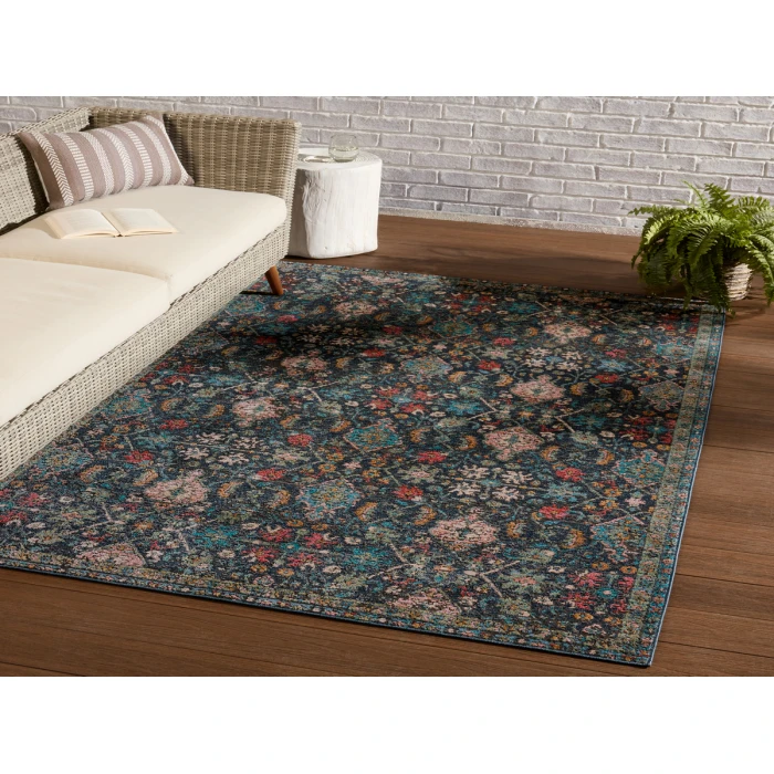 Vibe By Jaipur Living Lisana Indoor/ Outdoor Trellis Dark Blue/ Multicolor Runner Rug 2'6"X8'