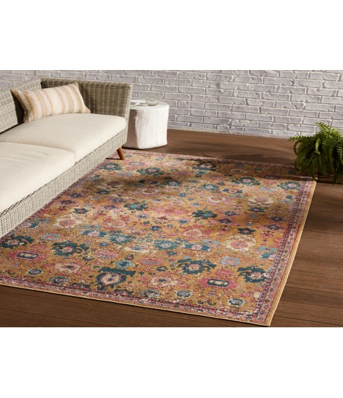 Vibe By Jaipur Living Azura Indoor/ Outdoor Medallion Pink/ Gold Area Rug 9'6"X12'7"