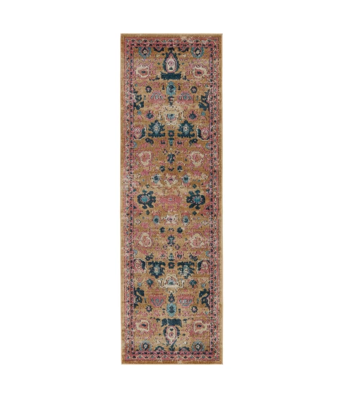 Vibe By Jaipur Living Azura Indoor/ Outdoor Medallion Pink/ Gold Runner Rug 2'6"X8'