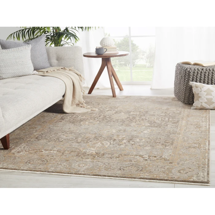 Jaipur Living Baptiste Oriental Dark Taupe/ Gold Area Rug (5'X7'6")
