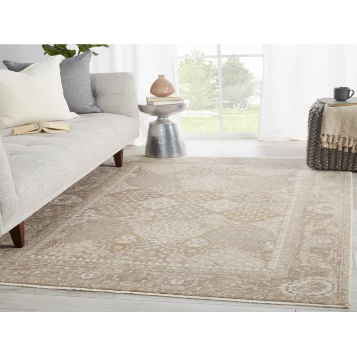 Jaipur Living Lourdes Trellis Gold/ Light Gray Area Rug (7'10"X10'10")
