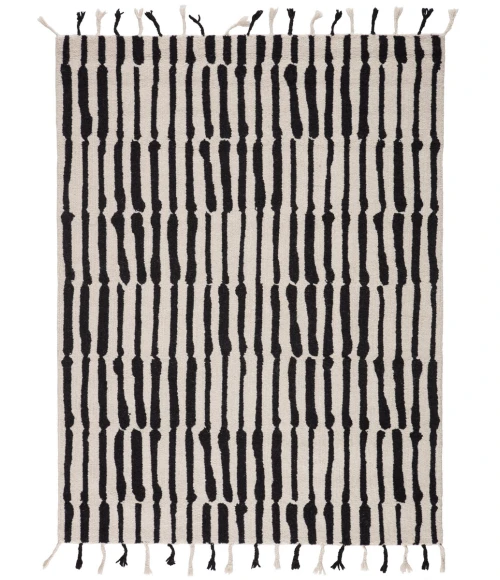 Nikki Chu by Jaipur Living Saville Handmade Tribal Black/ Ivory Area Rug (9'X12')