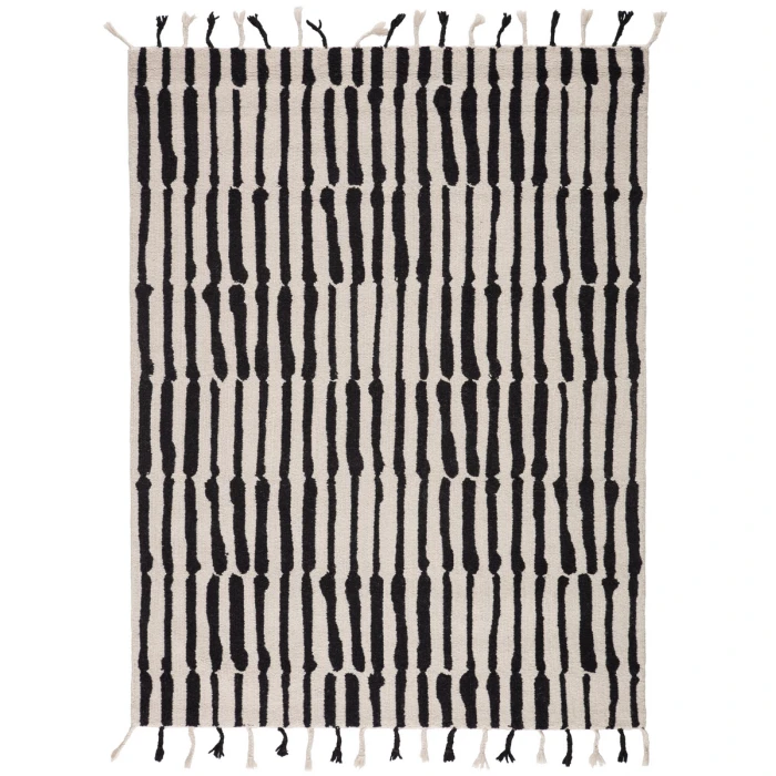 Nikki Chu by Jaipur Living Saville Handmade Tribal Black/ Ivory Area Rug (9'X12')