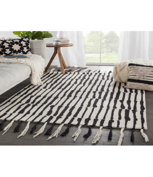Nikki Chu by Jaipur Living Saville Handmade Tribal Black/ Ivory Area Rug (9'X12')