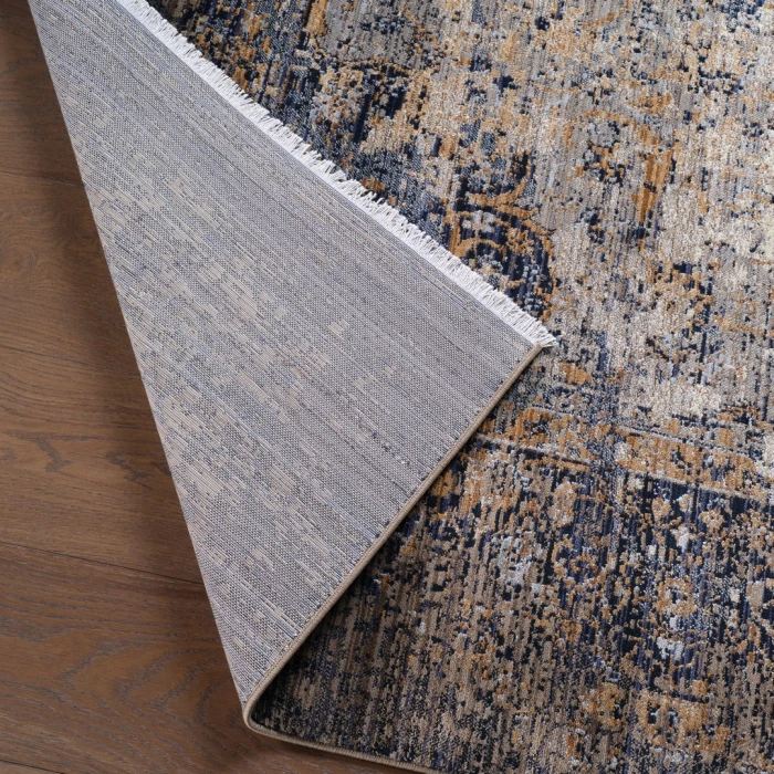 Label J Enyo ZFA02 Medallion Blue and Beige Area Rug (9'X12'11")