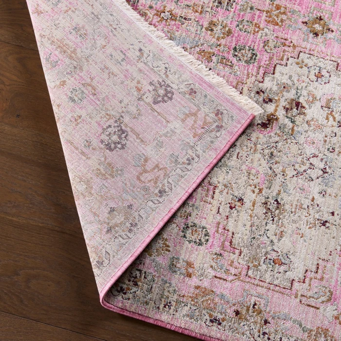 Label J Kerta ZFA10 Medallion Pink and Beige Area Rug (9'X12'11")