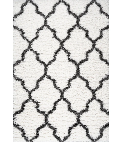 Marrakesh Shag Trellis Ivory/Charcoal 5 ft. x 8 ft. Area Rug