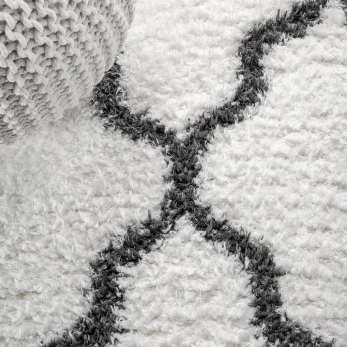 Marrakesh Shag Trellis Ivory/Charcoal 3 ft. x 5 ft. Area Rug