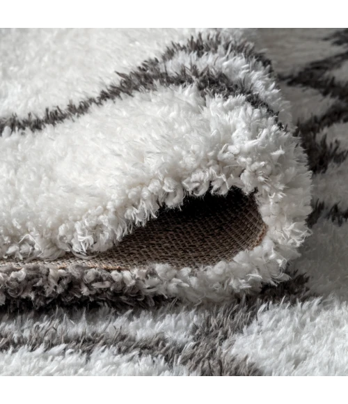 Marrakesh Shag Trellis Ivory/Charcoal 5 ft. x 8 ft. Area Rug