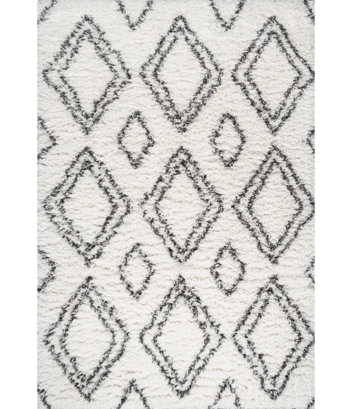 Beni Moroccan Style Diamond Shag Ivory/Dark Gray 4 ft. x 6 ft. Area Rug