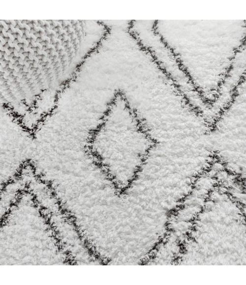 Beni Moroccan Style Diamond Shag Ivory/Dark Gray 4 ft. x 6 ft. Area Rug