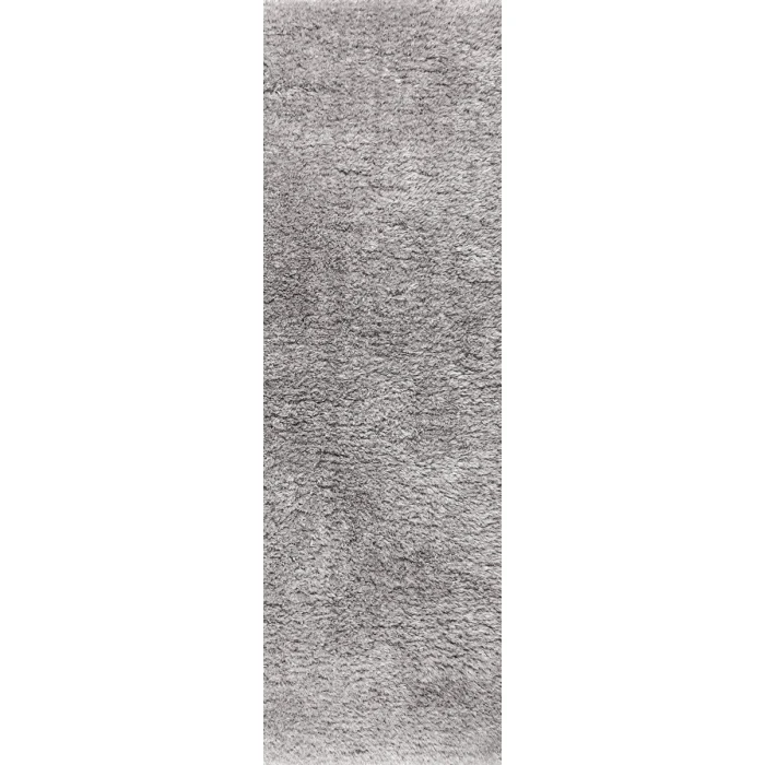 Aydin Solid Plush Shag Gray 2 ft. x 8 ft. Runner Rug