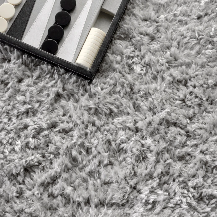Aydin Solid Plush Shag Gray 3 ft. x 5 ft. Area Rug