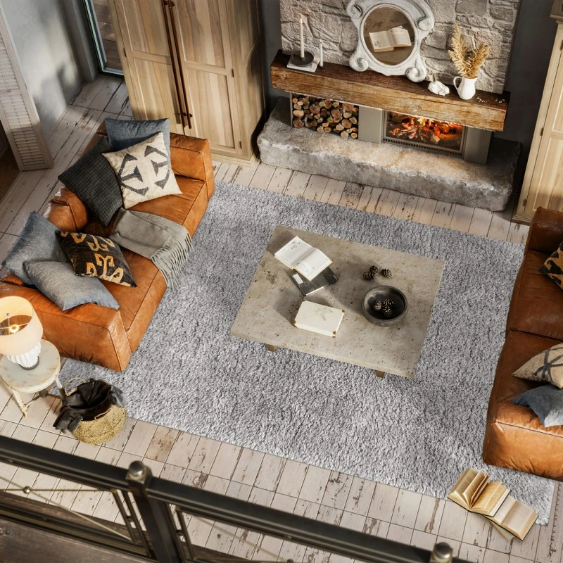 Aydin Solid Plush Shag Gray 8 ft. x 10 ft. Area Rug