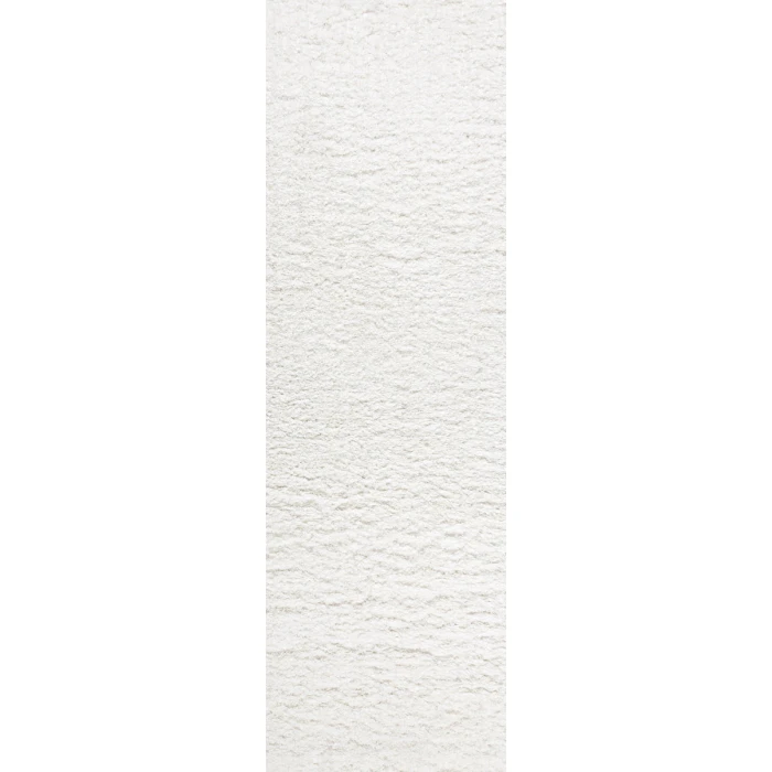 Aydin Solid Plush Shag Ivory 2 ft. x 8 ft. Runner Rug