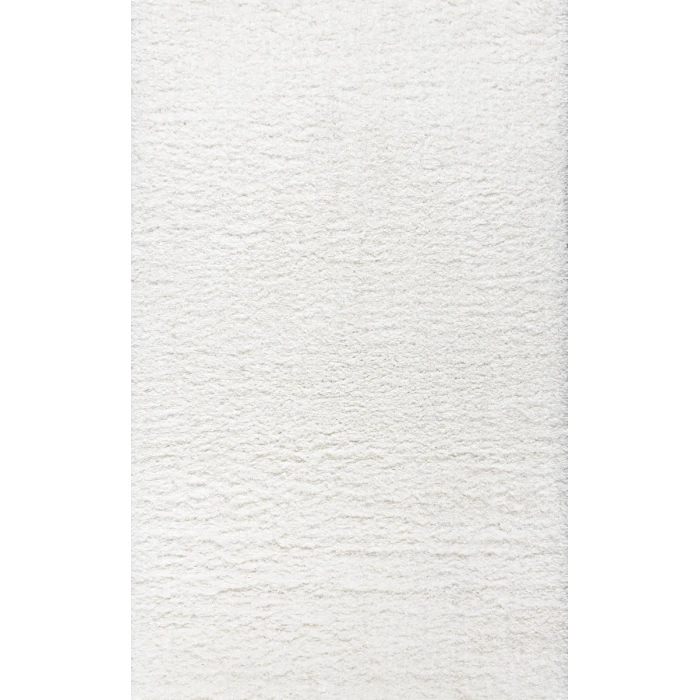Aydin Solid Plush Shag Ivory 5 ft. x 8 ft. Area Rug